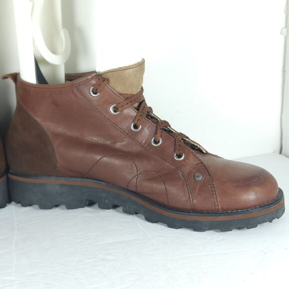 London Underground Women's Vtg US10 Brow Leather Lace Up Chunky Ankle Boots - Picture 5 of 16